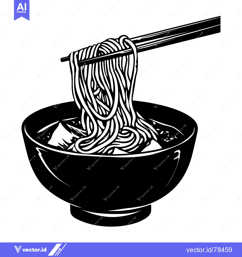 Premium Vector of A bowl of noodles being lifted with chopsticks