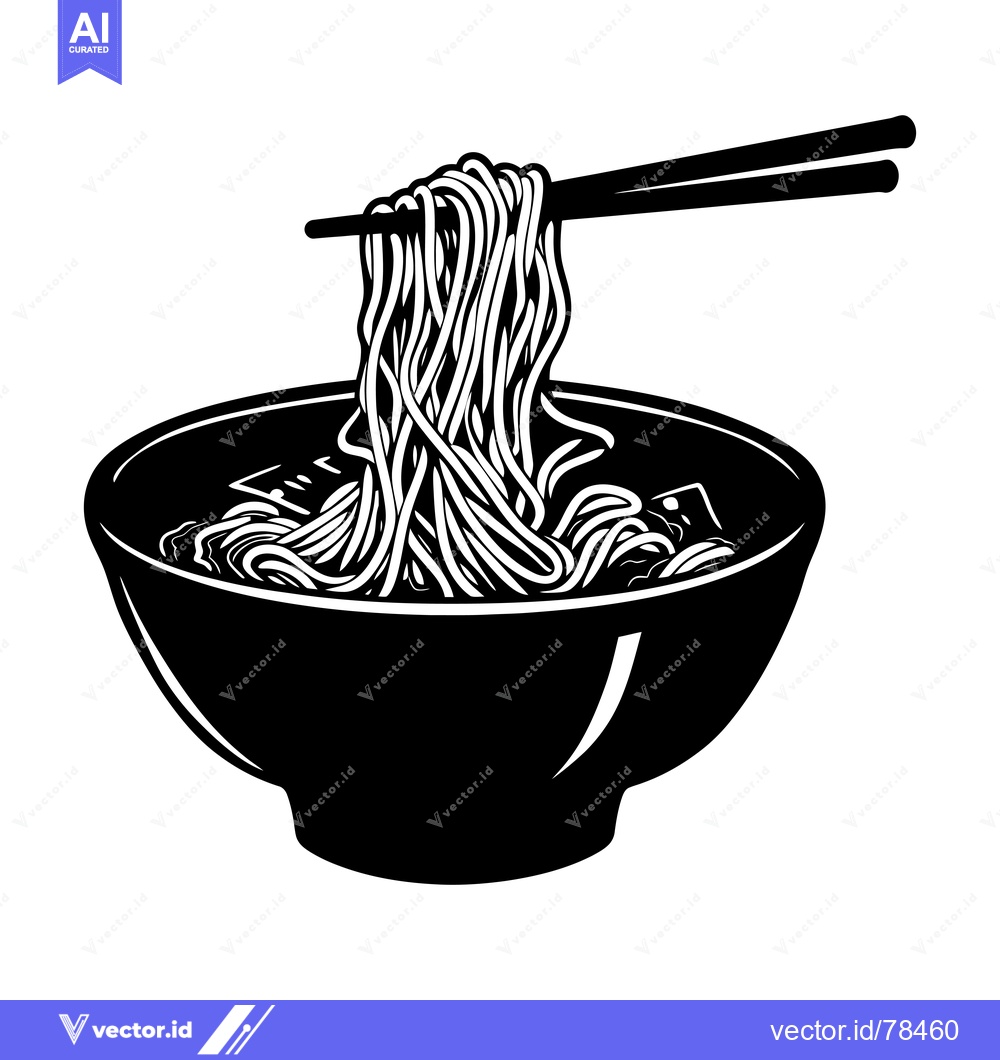 Premium Vector dari A bowl of noodles with chopsticks lifting some noodles