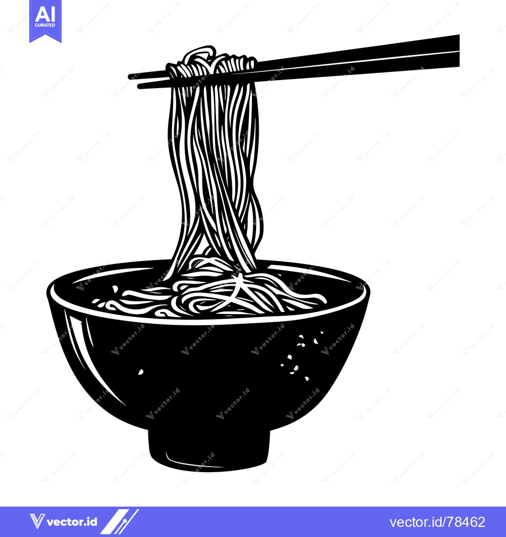 Premium Vector dari A bowl of noodles being lifted with chopsticks