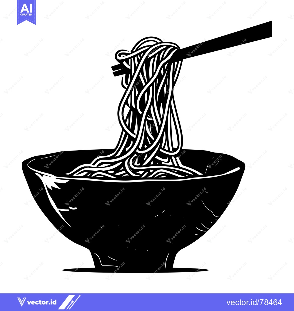 Premium Vector of A Bowl of Noodles with Chopsticks Lifting a Strand