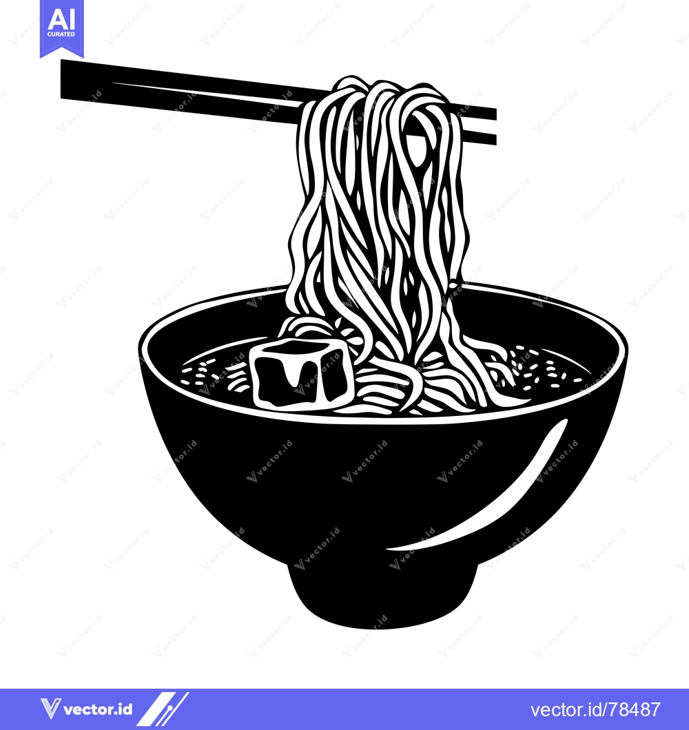 Premium Vector of A bowl of noodles being lifted with chopsticks