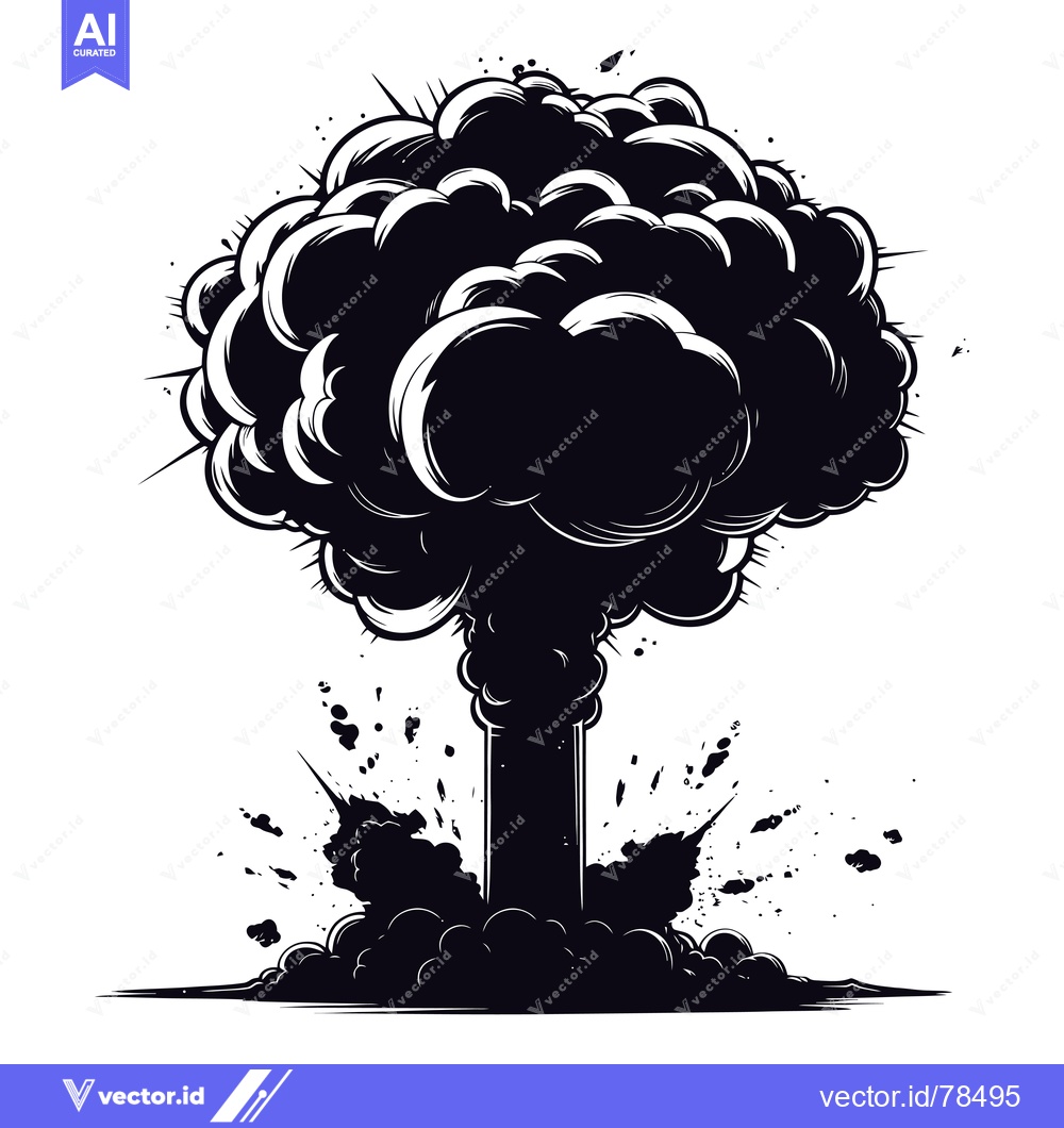 Premium Vector dari A Black and White Illustration of an Explosion
