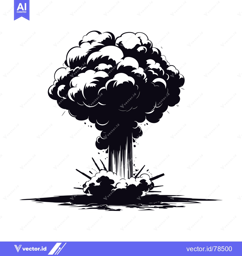 Premium Vector dari Black and White Silhouette of a Nuclear Explosion