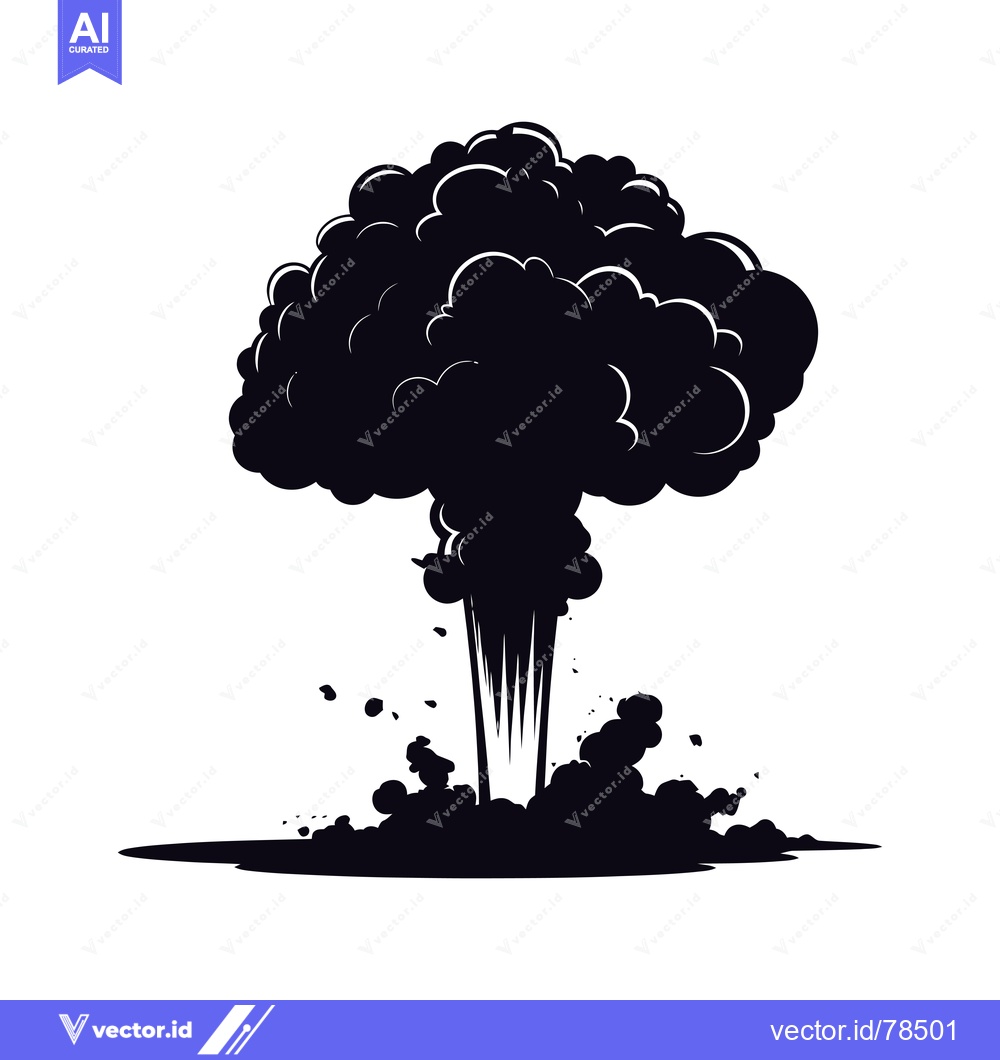 Premium Vector dari Silhouette of a Mushroom Cloud Explosion