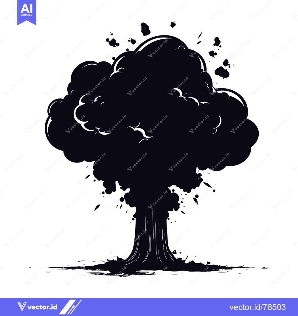 Premium Vector dari Black and White Silhouette of an Explosion with Smoke and Debris