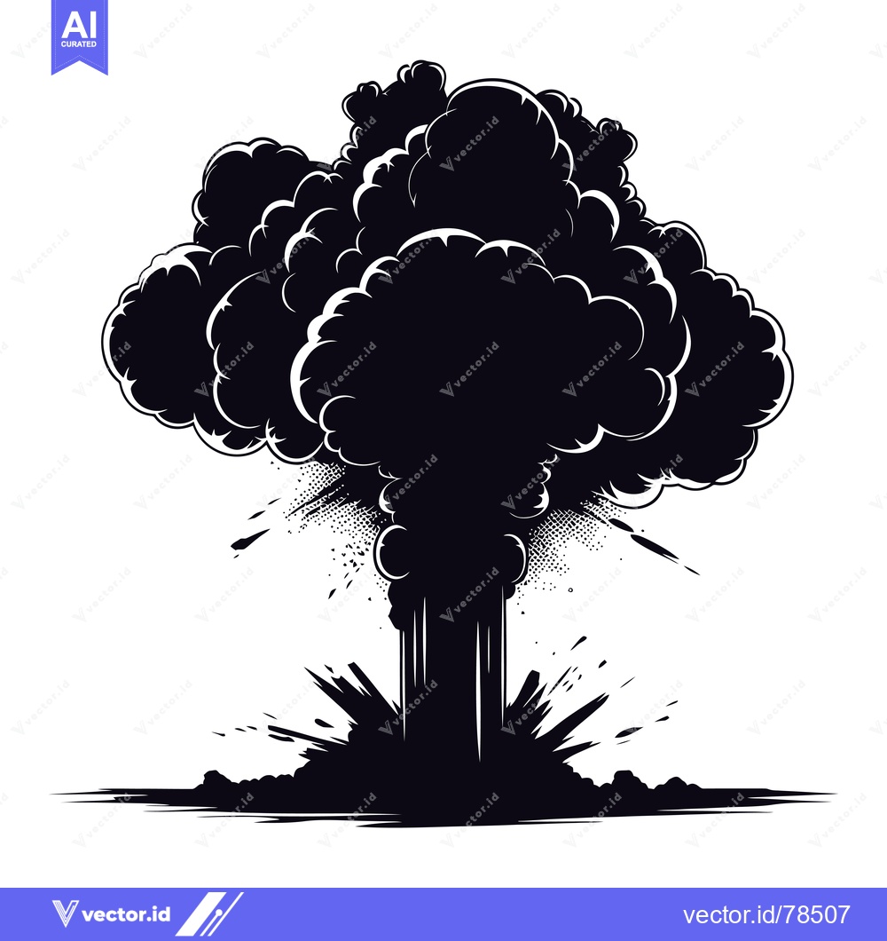 Premium Vector dari Black and White Silhouette of an Explosion