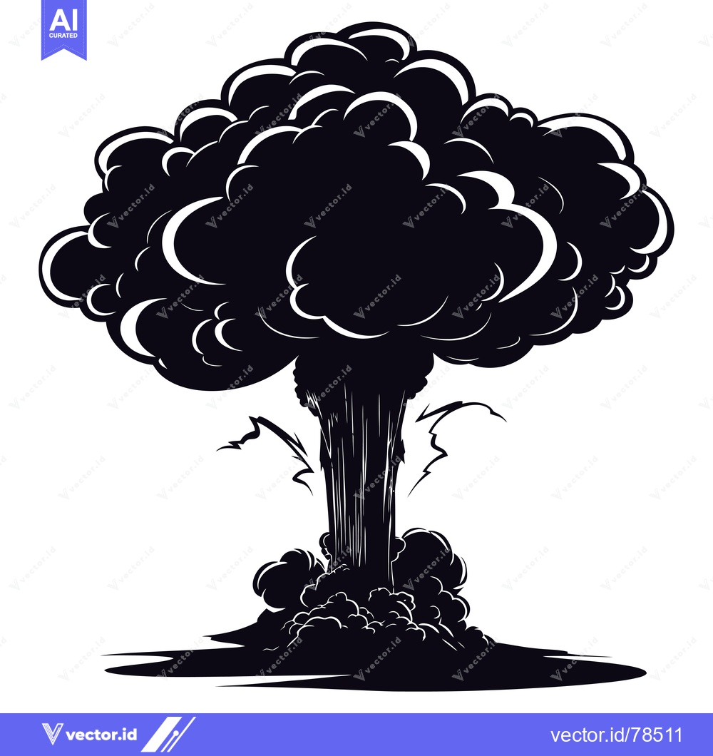 Premium Vector dari Black and White Silhouette of a Large Explosion