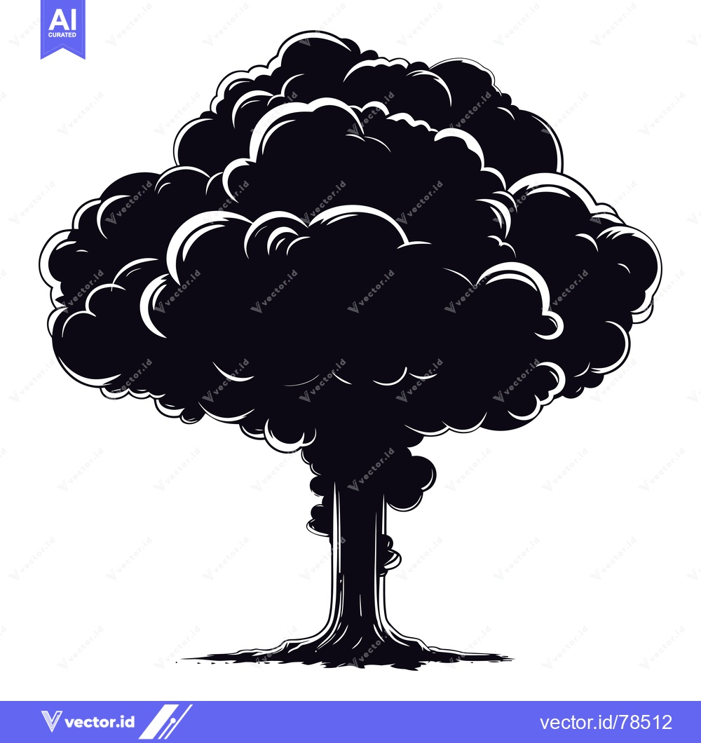 Premium Vector of Black and White Silhouette of an Atomic Bomb Explosion