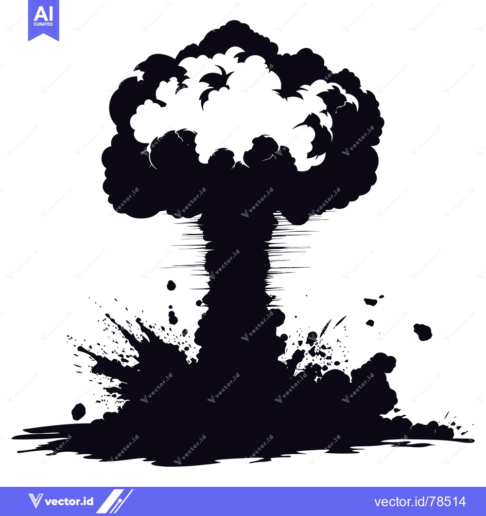 Premium Vector dari A Black and White Silhouette of an Explosion