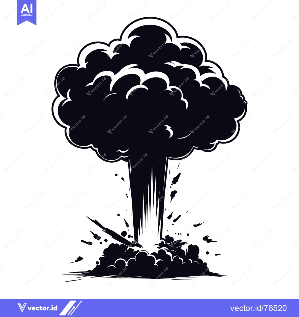 Premium Vector of Black and White Illustration of a Cartoon Explosion