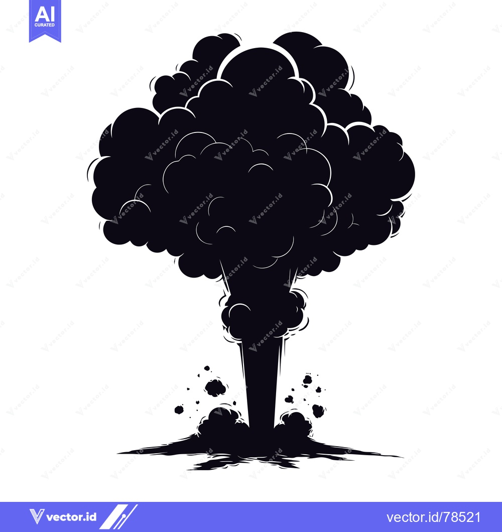Premium Vector dari Black and White Silhouette of a Large Explosion with Smoke