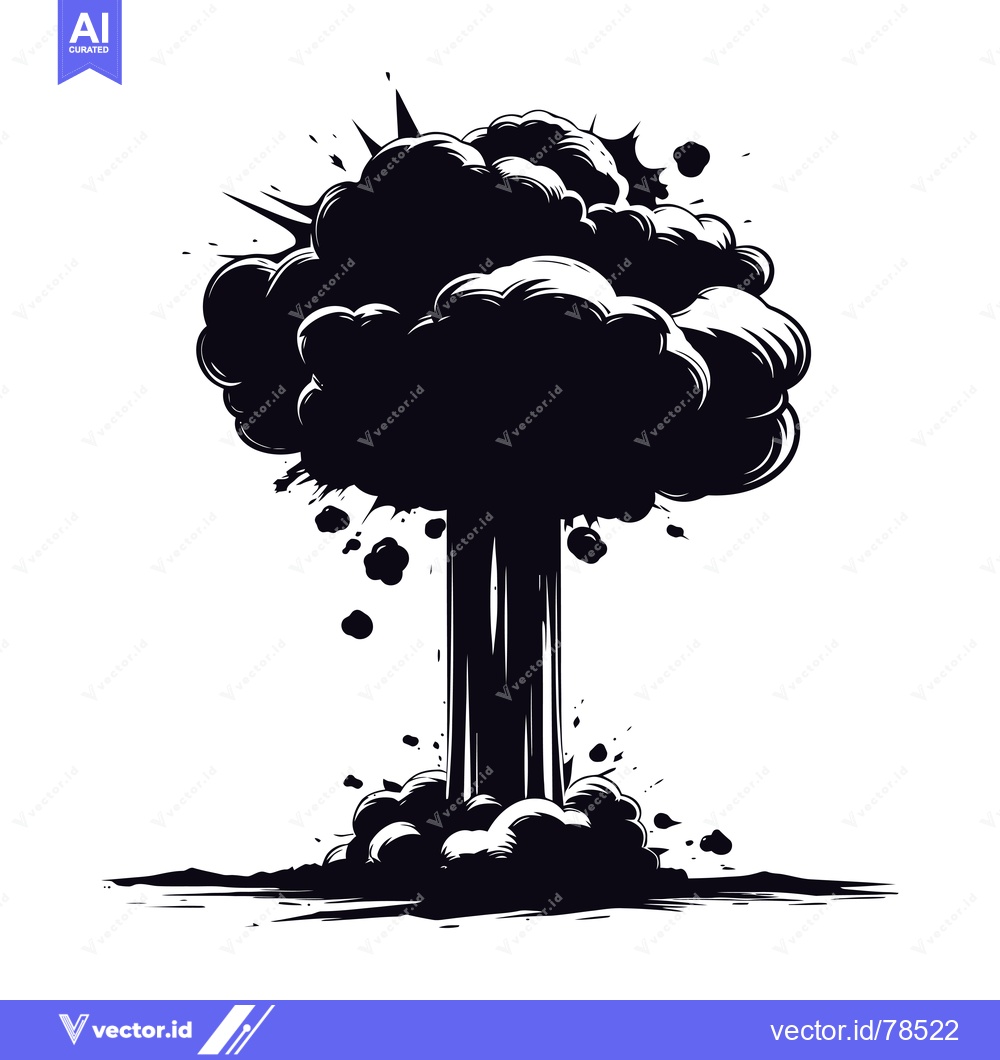 Premium Vector dari Black and White Illustration of an Explosion with Smoke and Flames