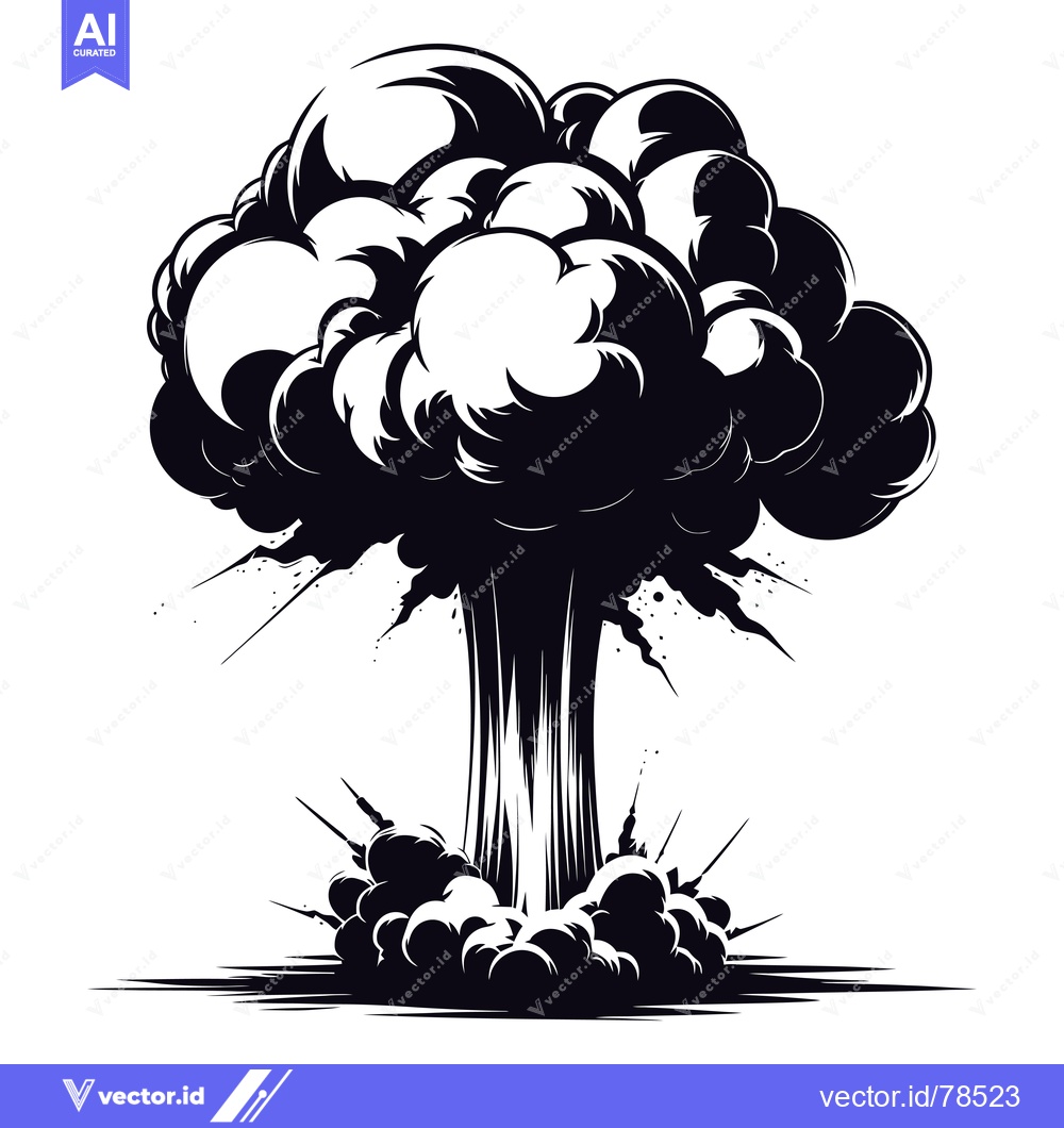 Premium Vector of Black and White Illustration of a Large Explosion