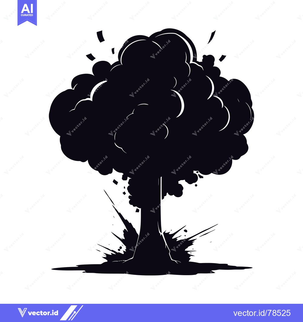 Premium Vector dari Black and White Silhouette of an Atomic Explosion