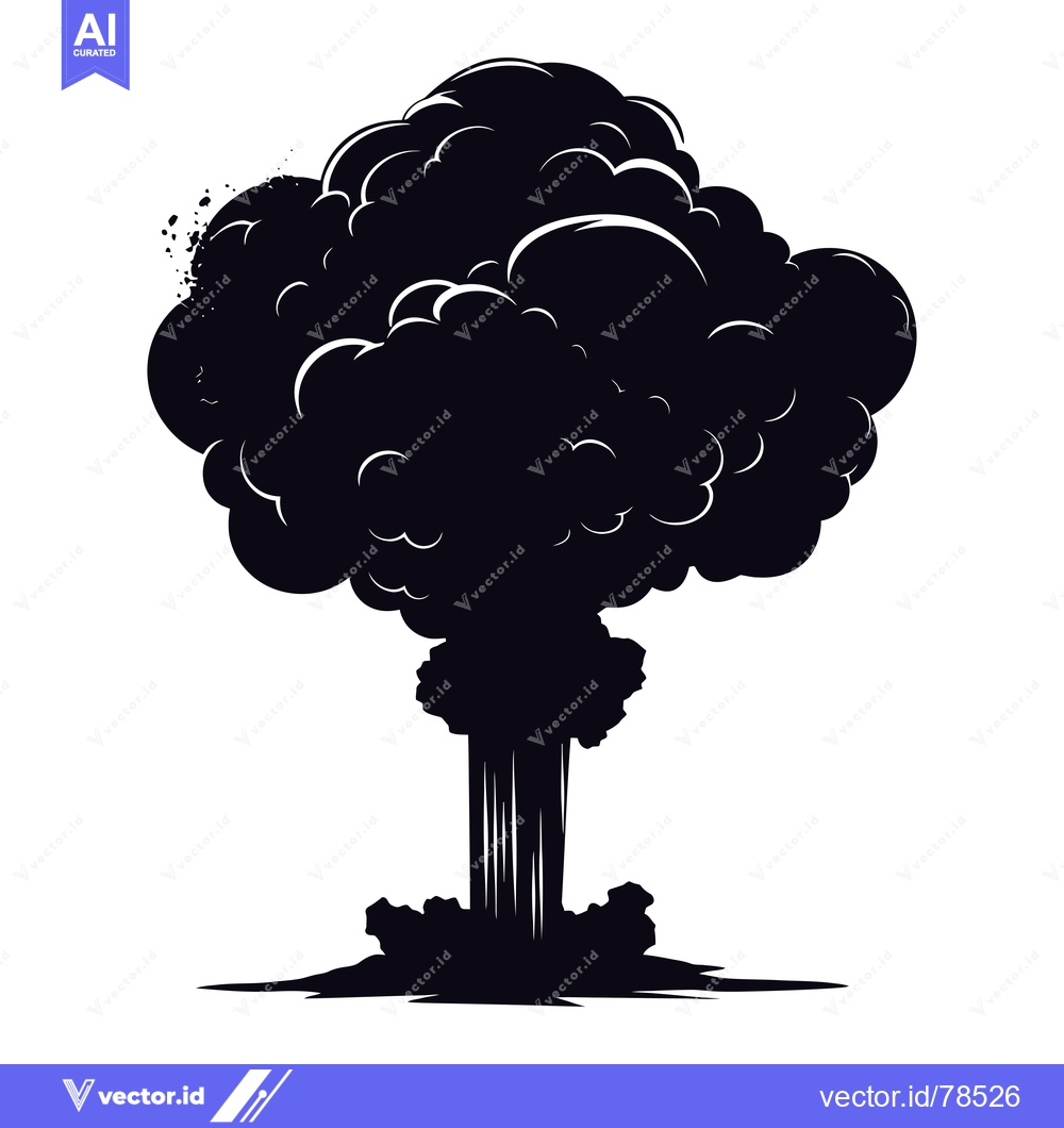Premium Vector of Black and white silhouette of an atomic explosion