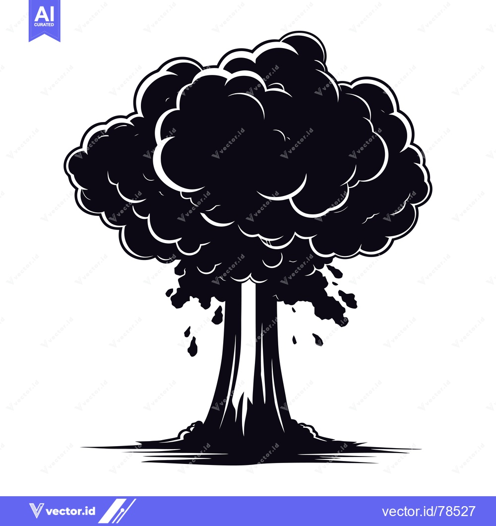 Premium Vector of Black and White Silhouette of a Mushroom Cloud