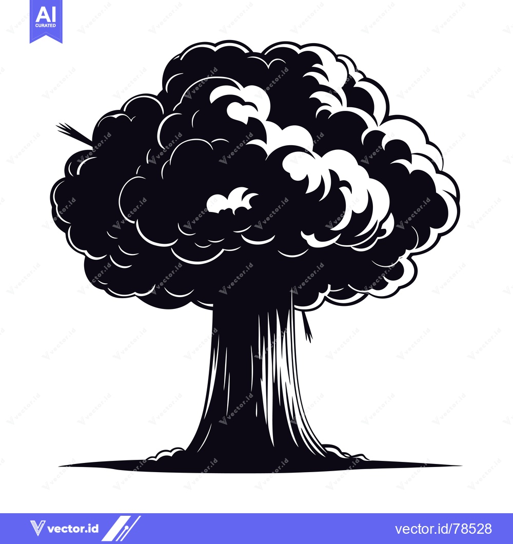 Premium Vector dari Black and White Silhouette of a Mushroom Cloud