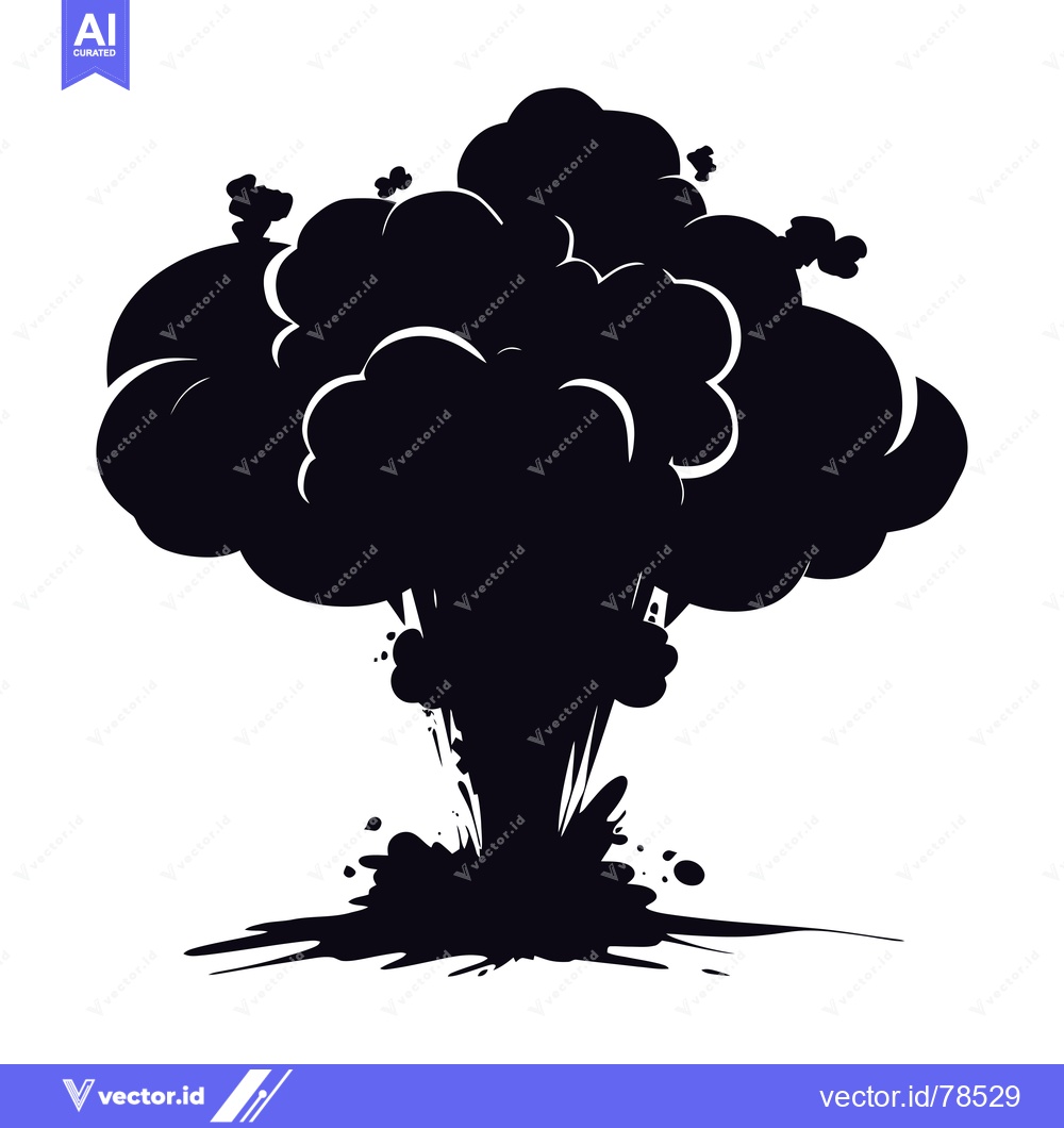 Premium Vector dari Black and White Silhouette of an Explosion
