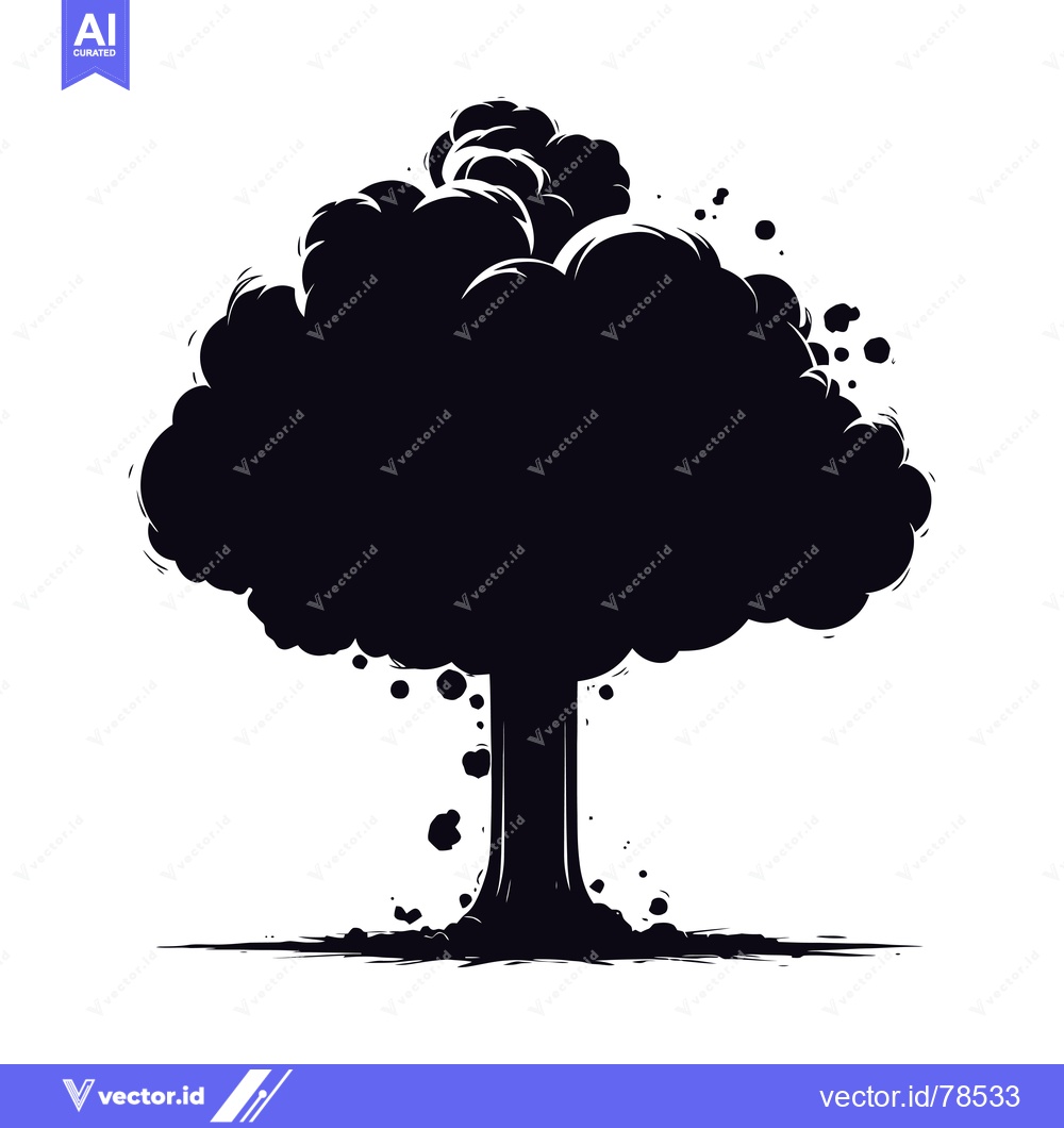 Premium Vector dari Black and White Silhouette of a Nuclear Explosion
