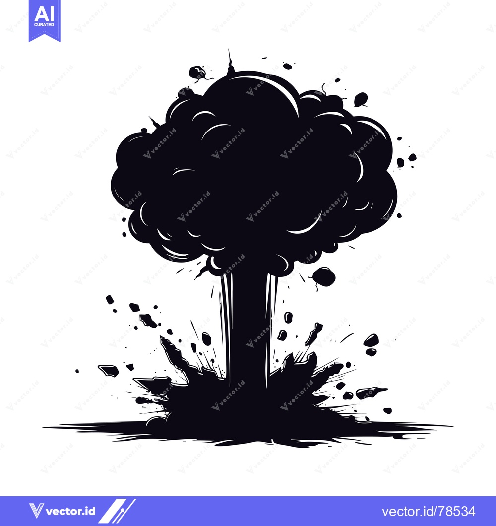 Premium Vector of A Black and White Silhouette of an Explosion