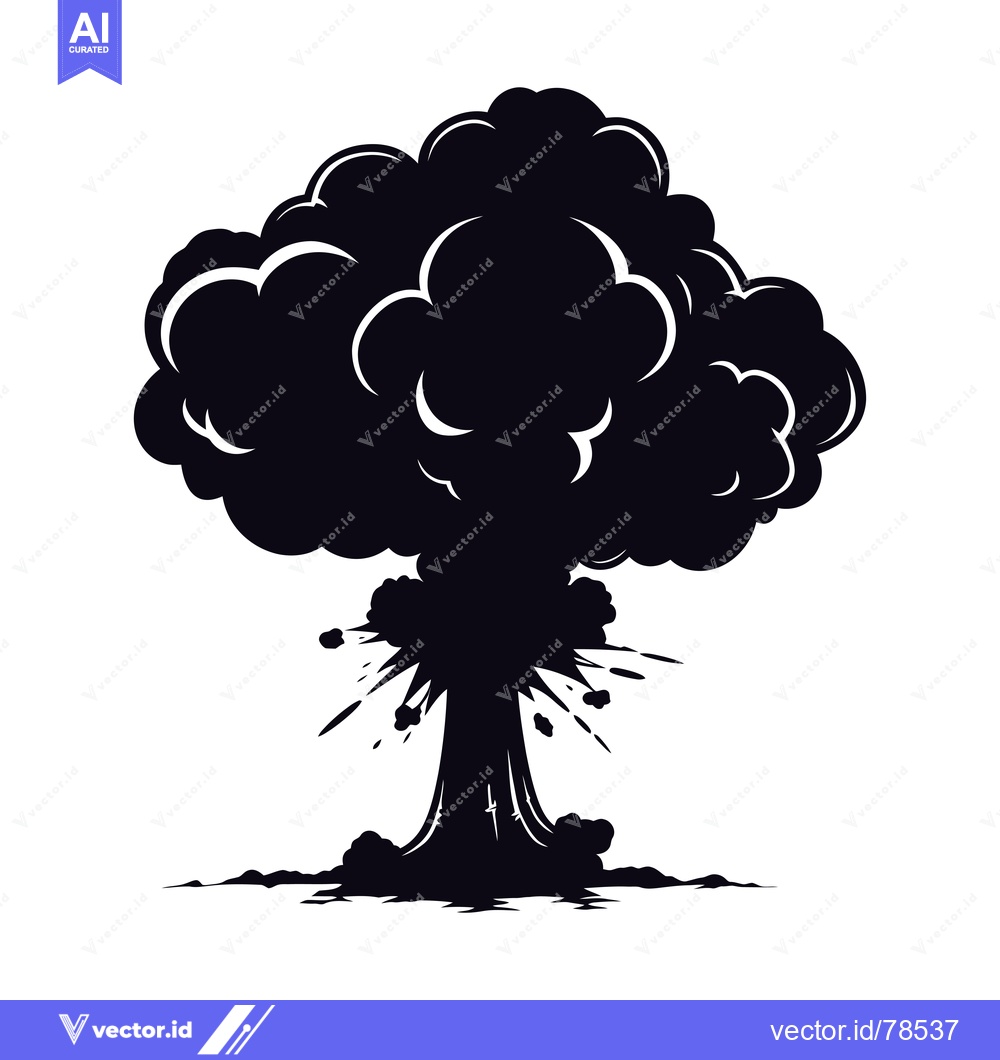 Premium Vector dari Black and white silhouette of a cartoon explosion