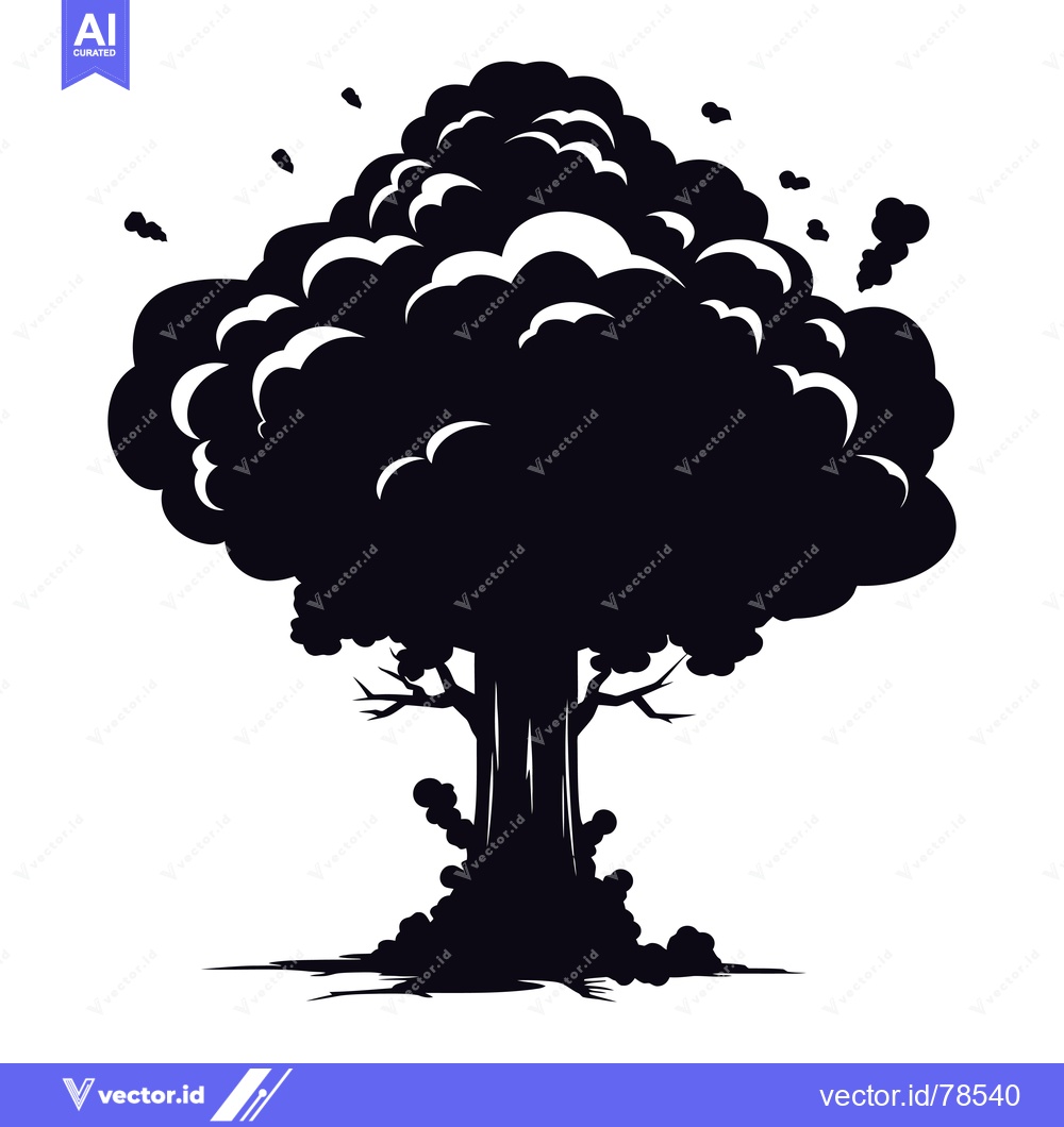 Premium Vector dari Black and White Silhouette of a Large Cartoon Explosion