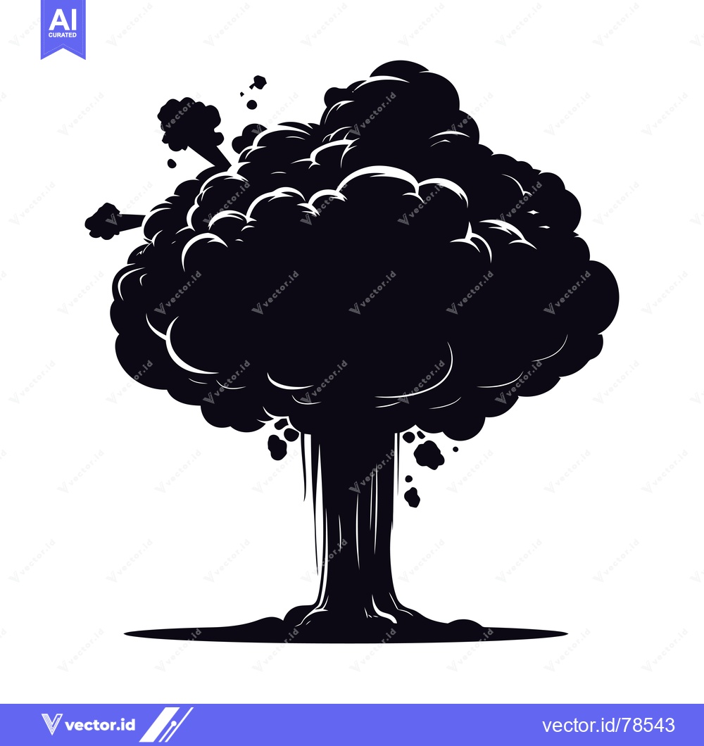 Premium Vector of Black and White Silhouette of a Cartoon Explosion