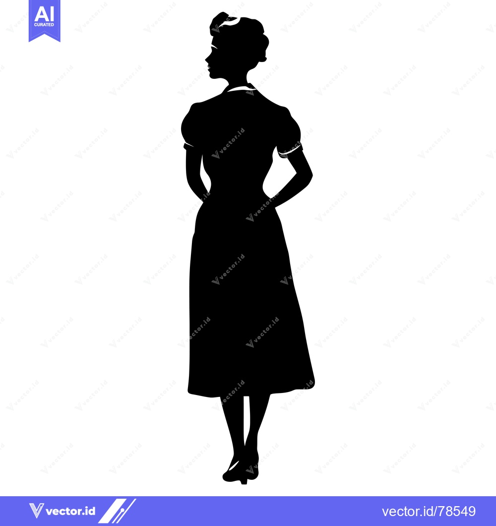 Premium Vector of Silhouette of a Woman in a Dress Standing with Hands on Hips
