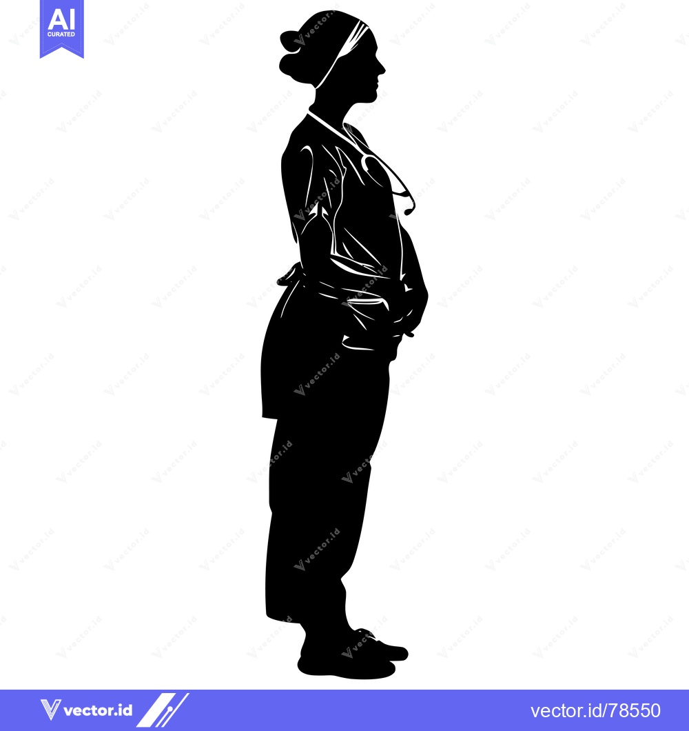 Premium Vector of Silhouette of a Female Doctor in a White Coat with a Stethoscope