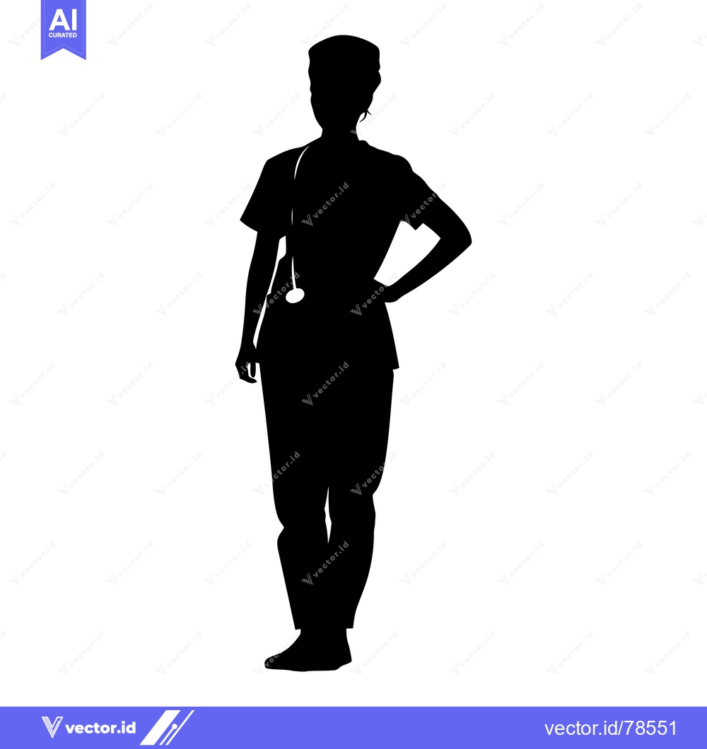 Premium Vector of Silhouette of a Female Doctor with a Stethoscope