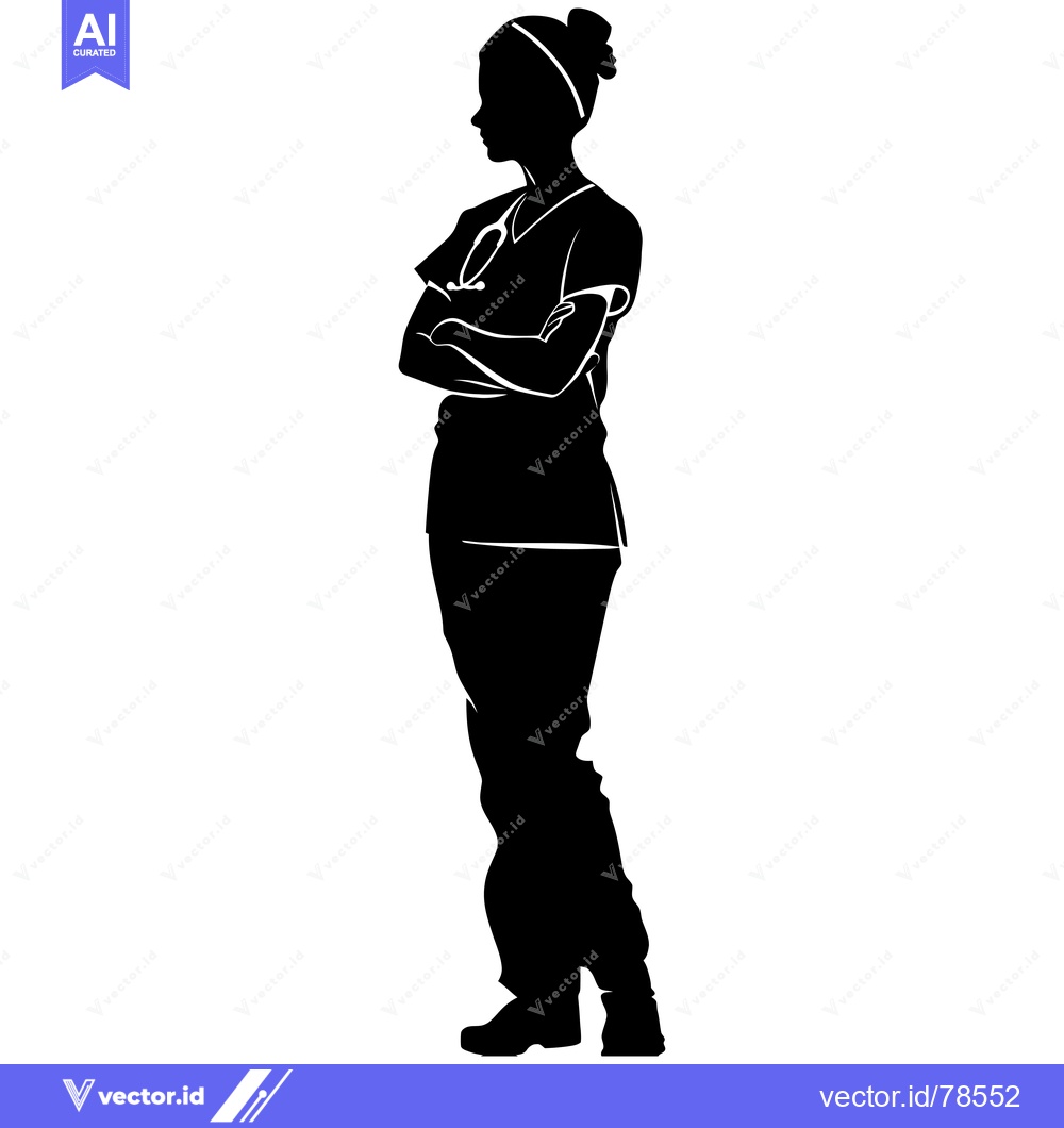 Premium Vector of Silhouette of a Female Doctor with Crossed Arms