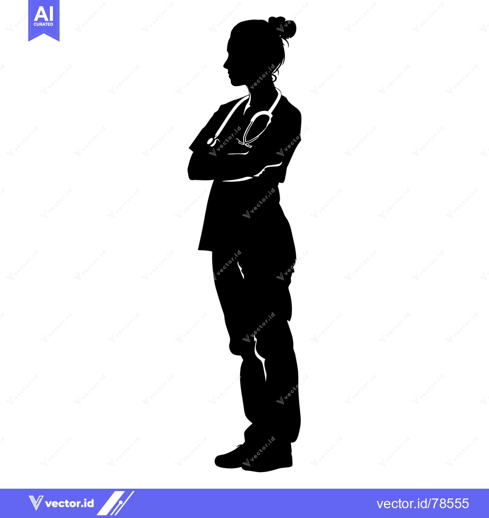 Premium Vector of Silhouette of a Female Doctor with a Stethoscope