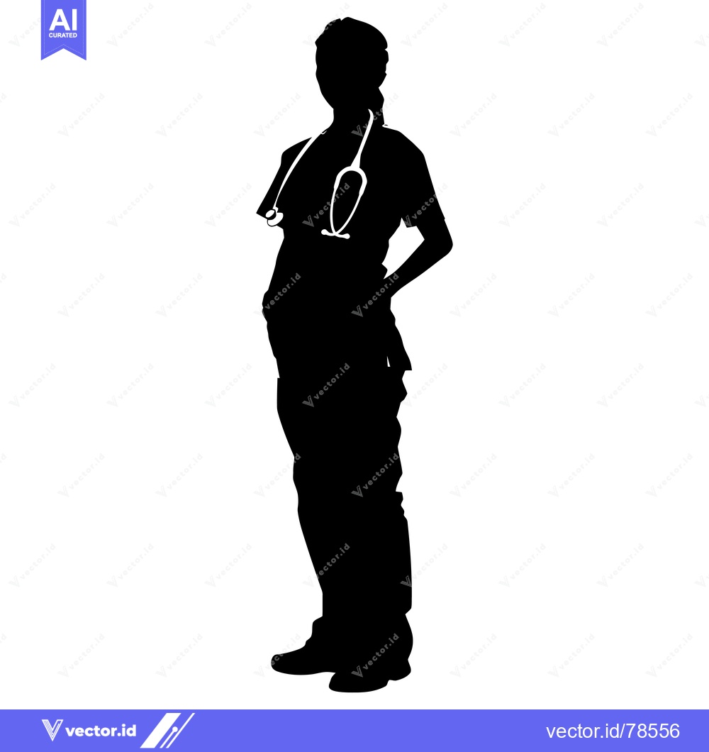 Premium Vector of Silhouette of a Female Doctor with Stethoscope