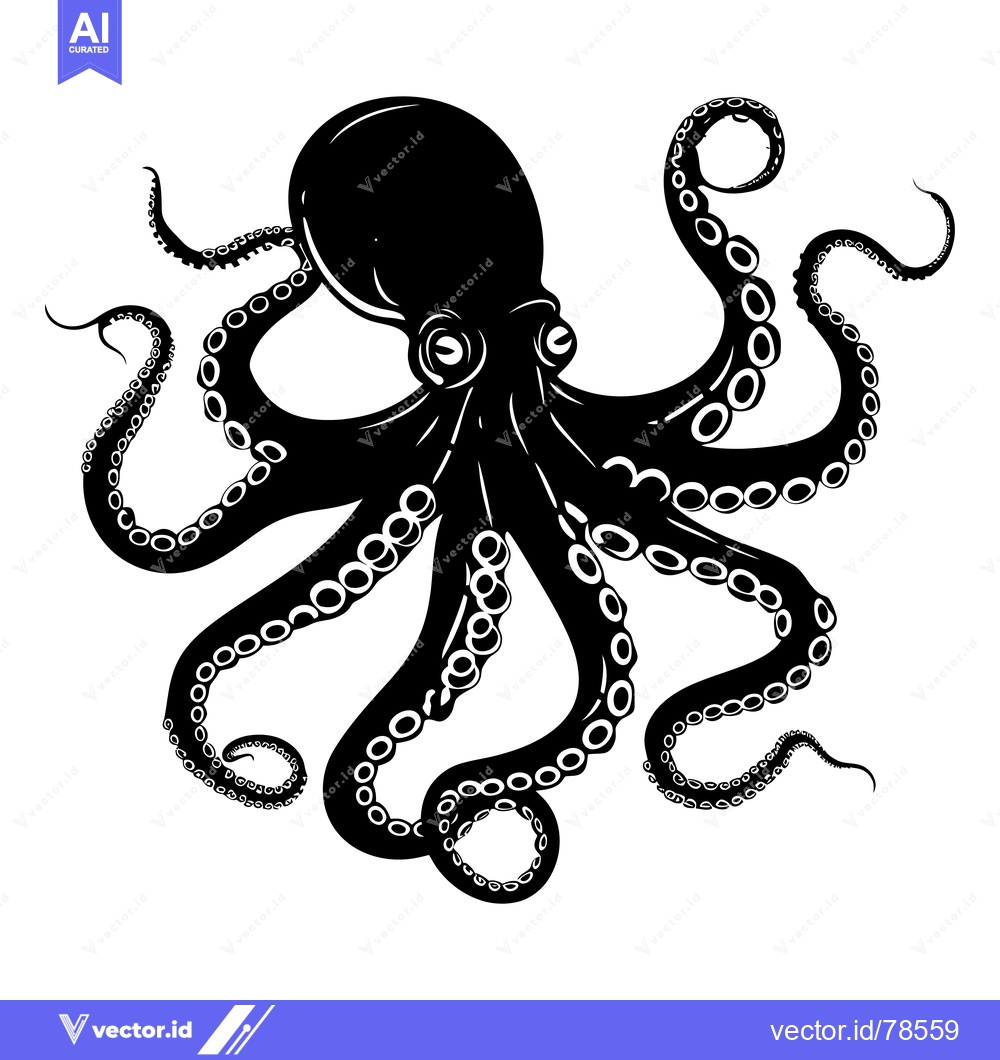 Premium Vector of Silhouette of an Octopus with Tentacles Extended