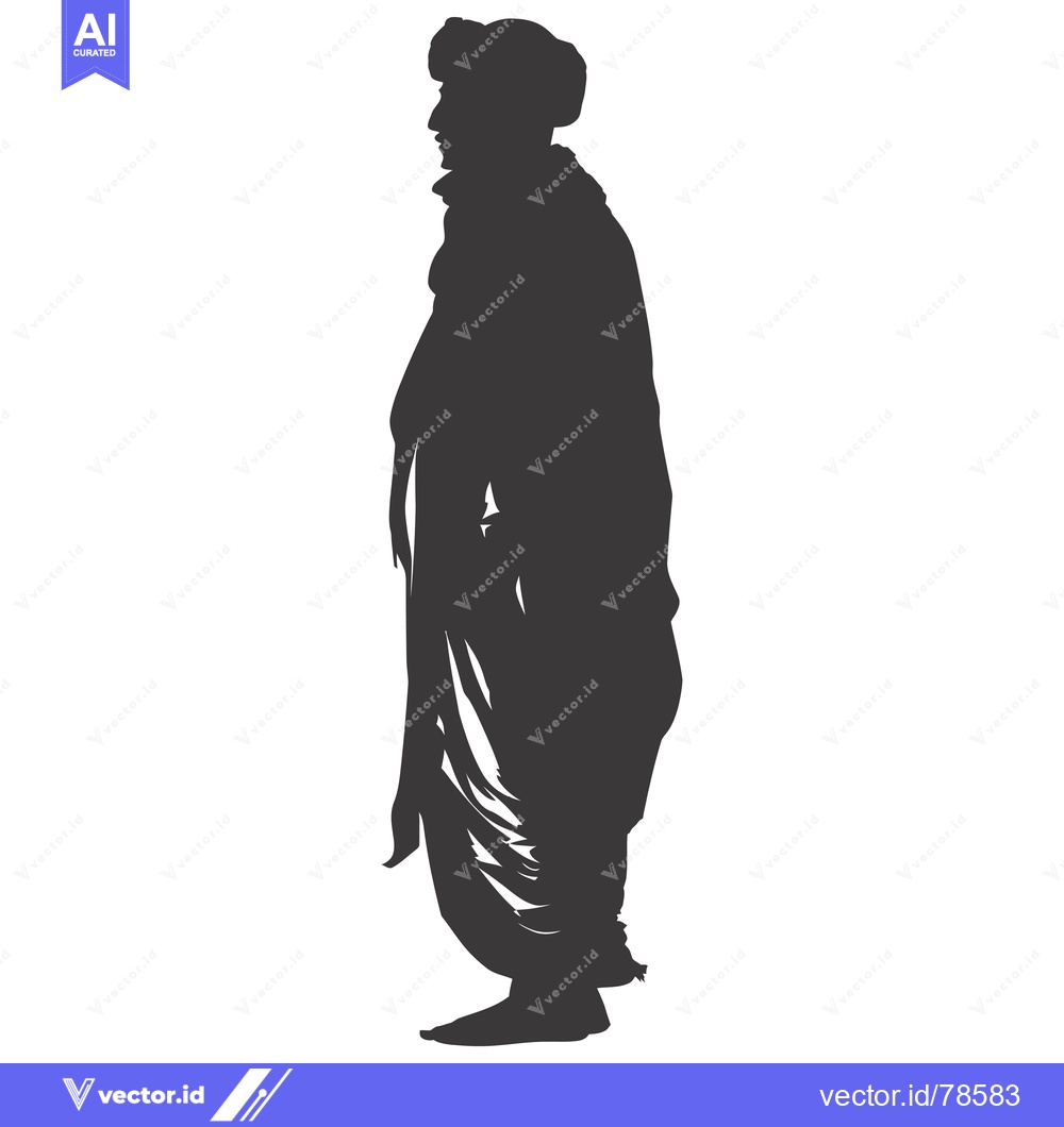 Premium Vector of Silhouette of a Man Wearing a Dhoti and Turban