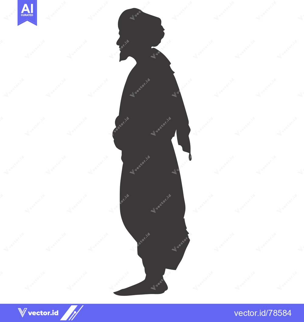 Premium Vector dari Silhouette of a Man Wearing a Turban and Traditional Clothing