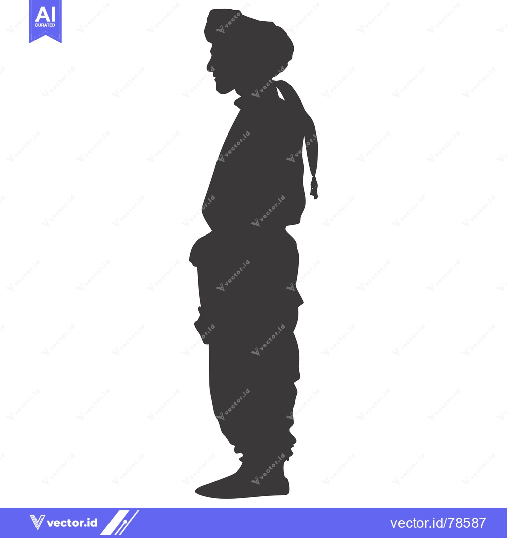 Premium Vector dari Silhouette of a Man in Traditional Clothing with a Turban