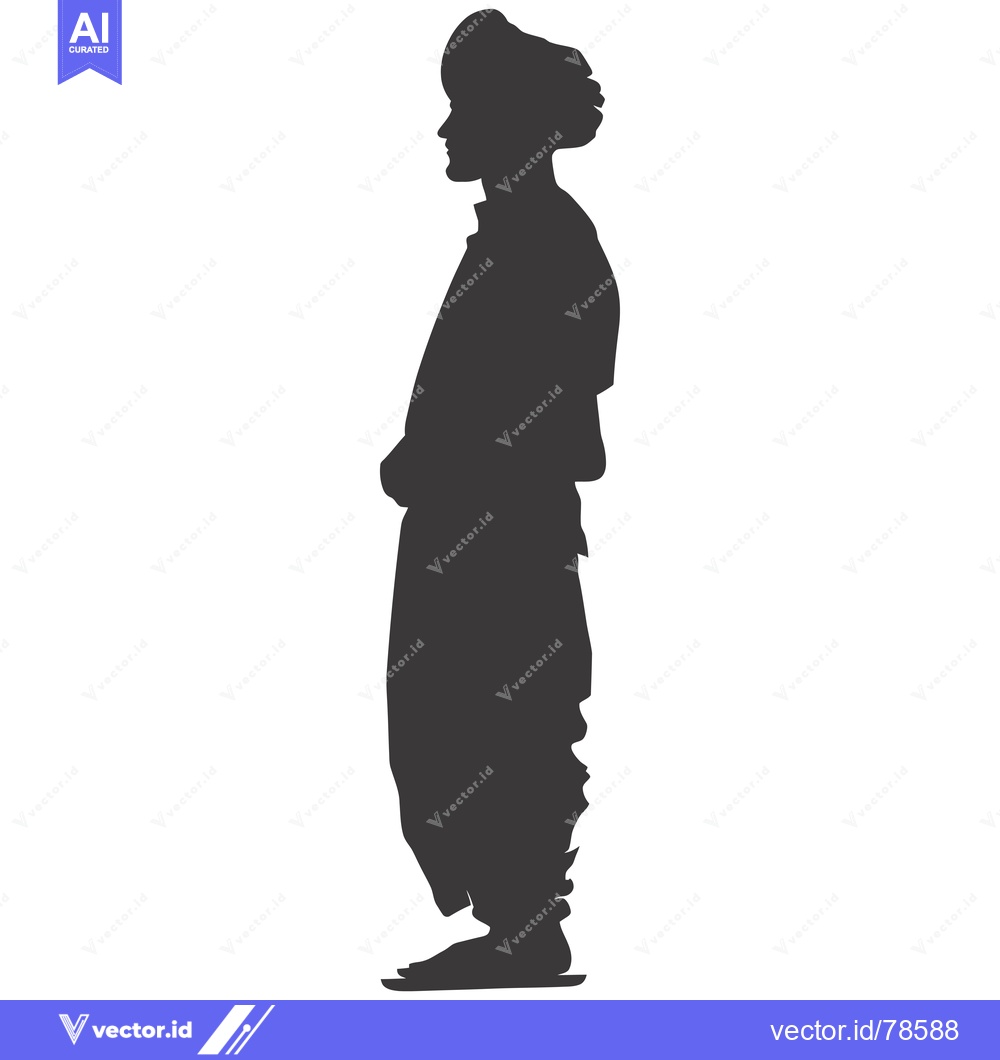 Premium Vector dari Silhouette of a man wearing traditional clothing with a turban