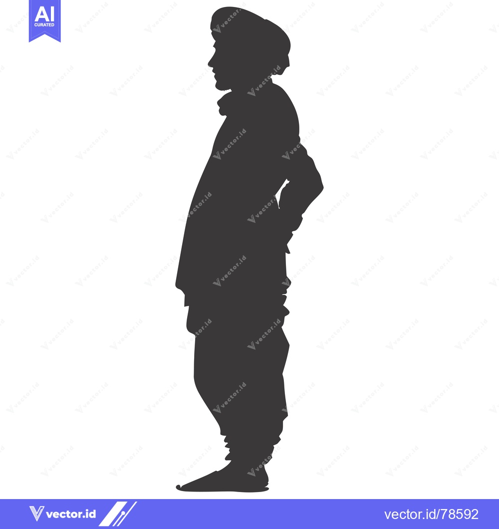 Premium Vector dari Silhouette of a Man Wearing a Hat and Traditional Clothing