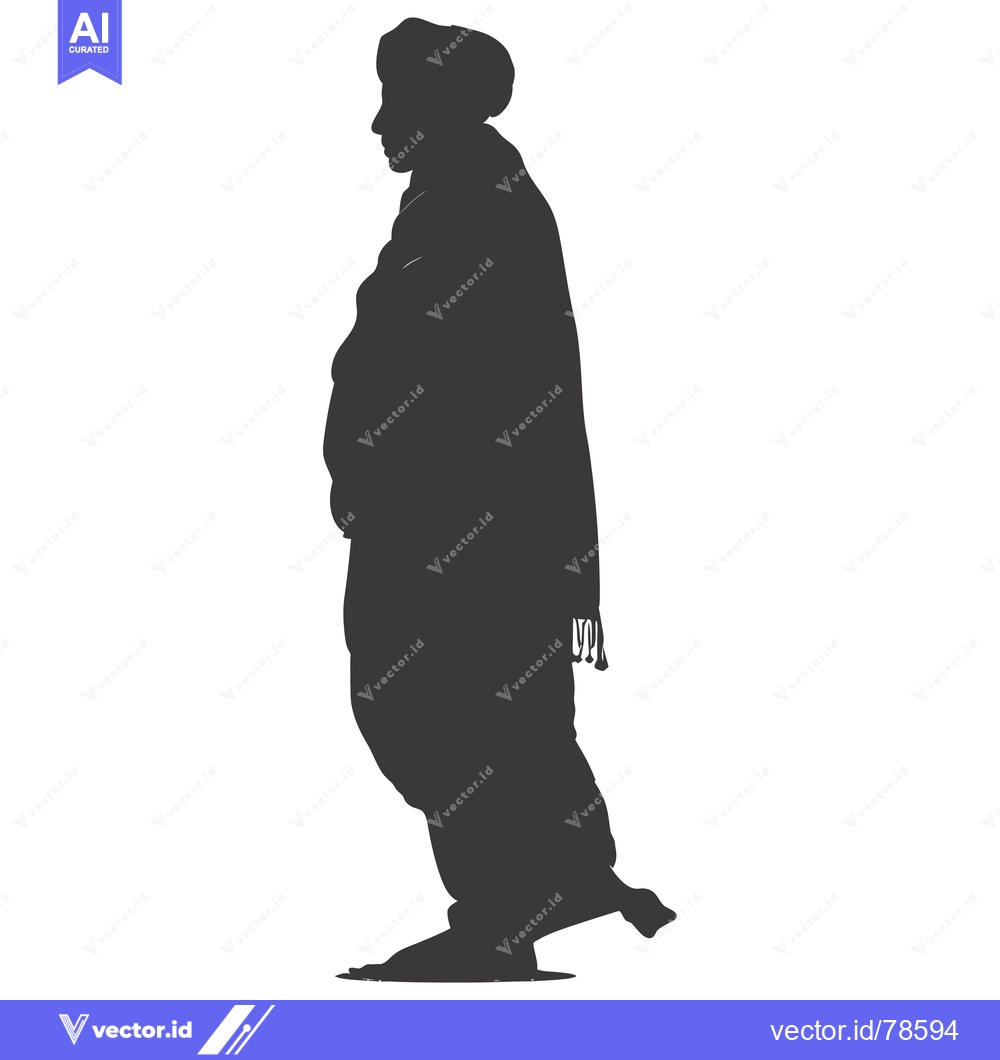 Premium Vector of Silhouette of a Man in Traditional Indian Clothing