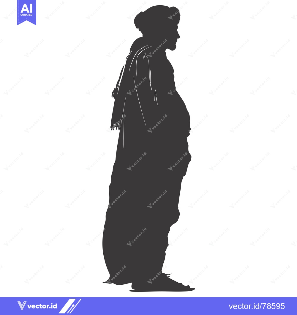 Premium Vector of Silhouette of a Man in Traditional Clothing with a Turban