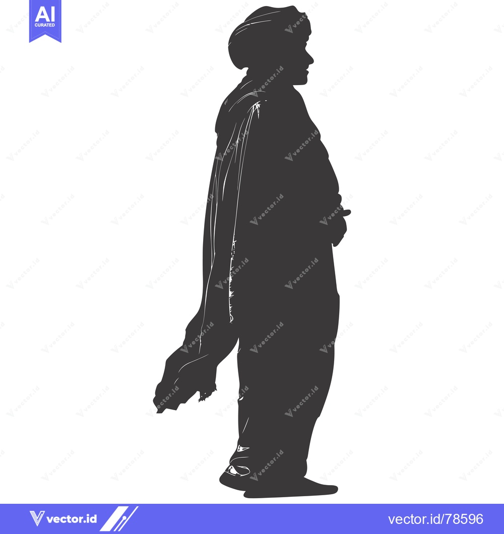 Premium Vector of Silhouette of a Man in Traditional Clothing