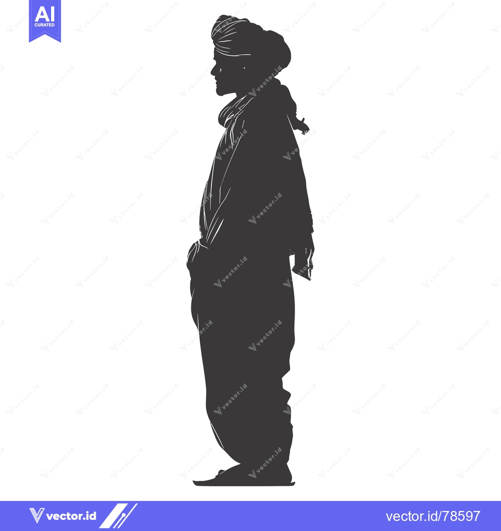 Premium Vector dari Silhouette of a Man in Traditional Indian Clothing