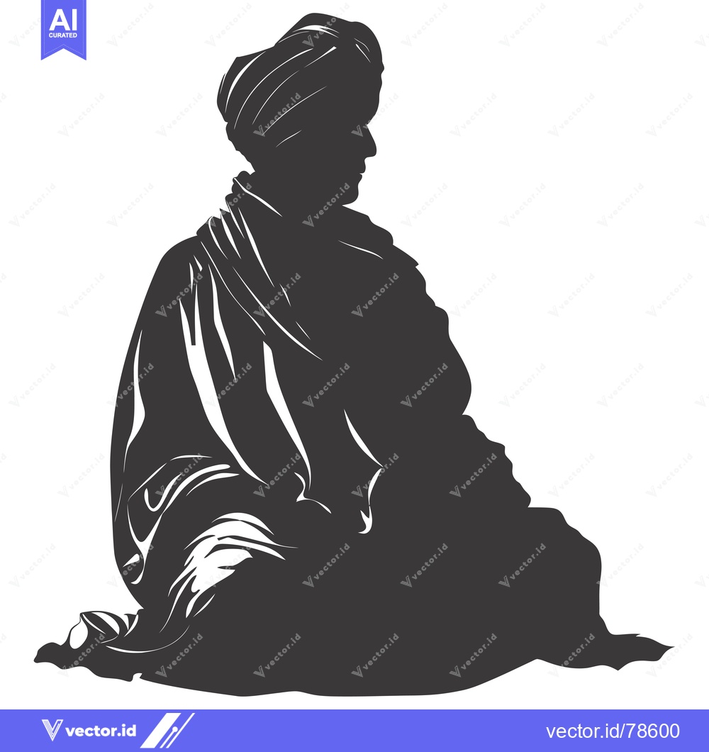 Premium Vector dari Silhouette of a man in traditional Indian clothing sitting in a medita