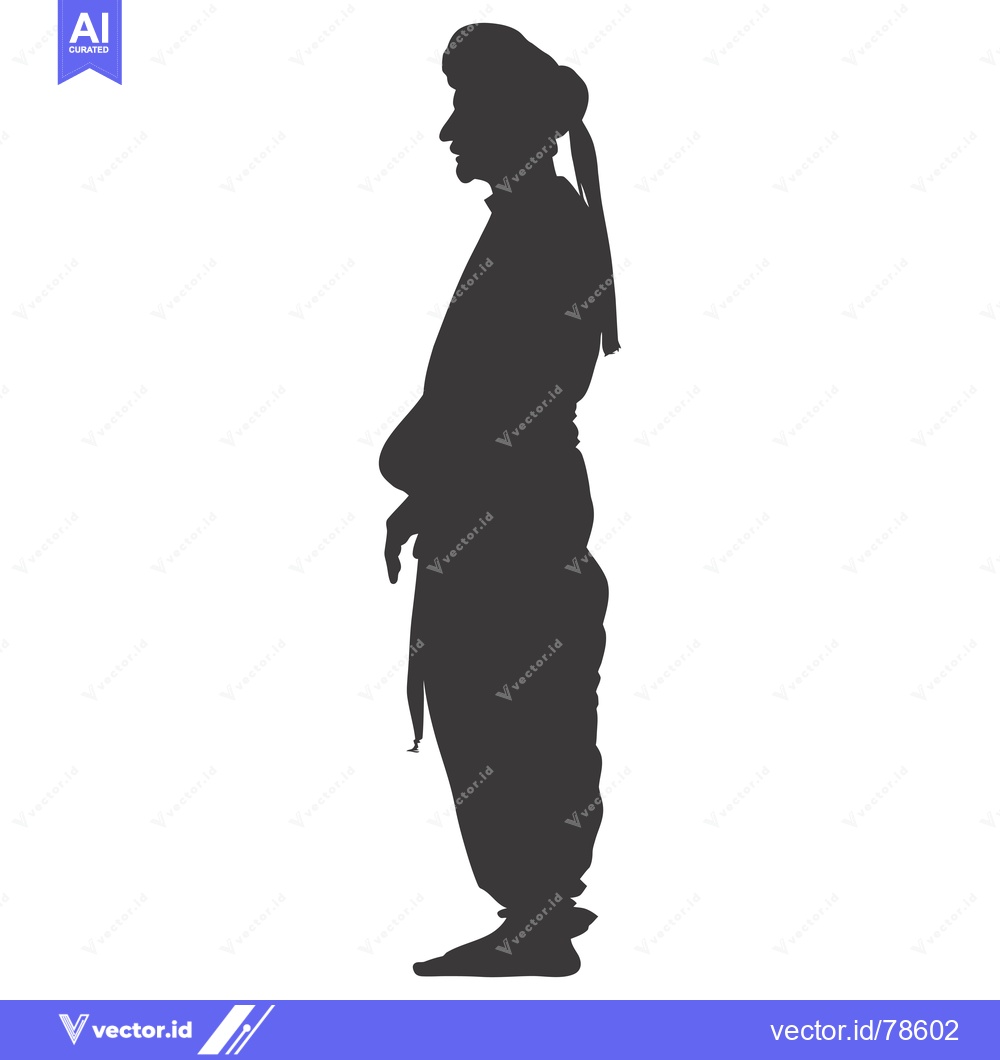 Premium Vector dari Silhouette of a Man Wearing a Turban and Traditional Clothing