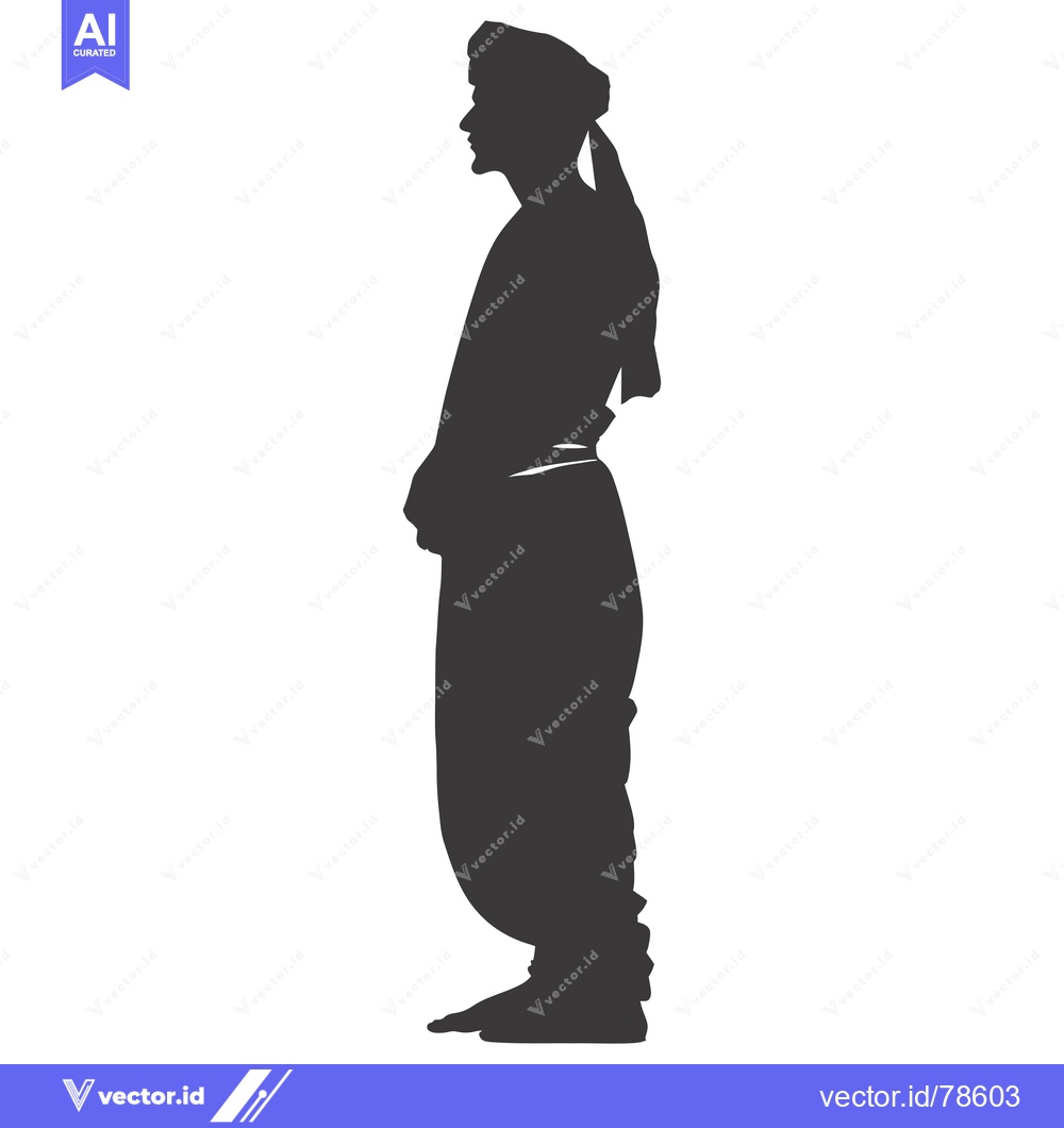 Premium Vector dari Silhouette of a Man in Traditional Indian Clothing