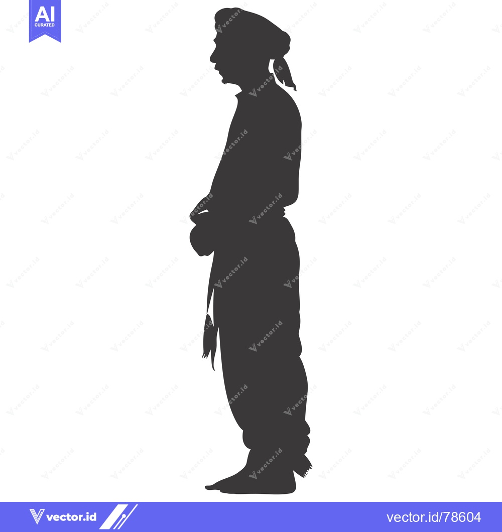 Premium Vector of Silhouette of a Man in Traditional Clothing