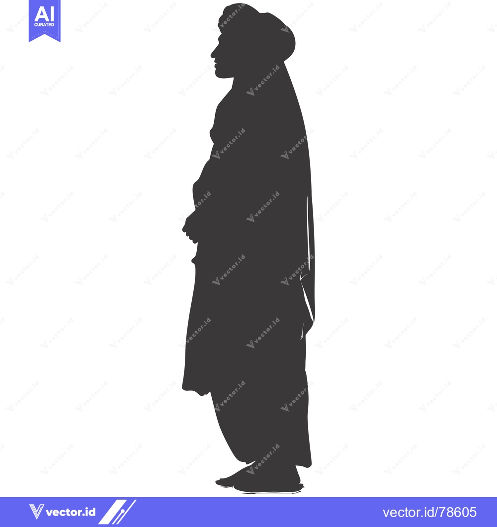 Premium Vector of Silhouette of a Person Wearing a Turban and Long Robe
