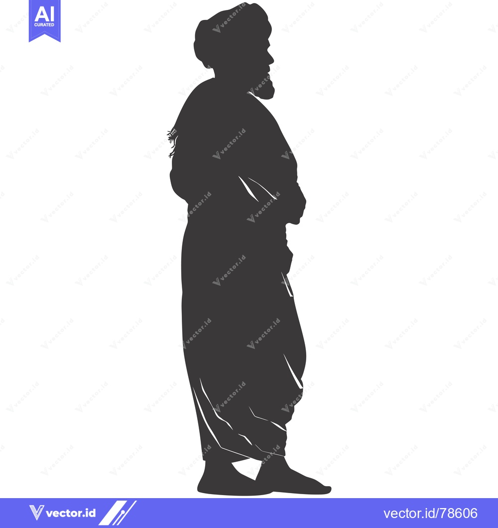 Premium Vector dari Silhouette of a bearded man in traditional clothing