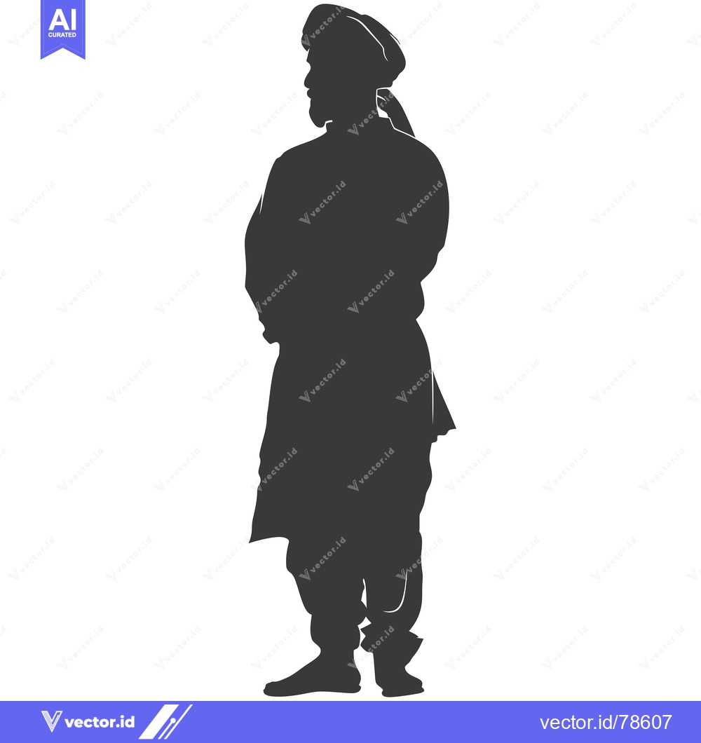 Premium Vector of Silhouette of a Man Wearing Traditional Clothing and a Turban